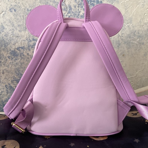 Disney Loungefly Lavender Minnie Mouse Floral Mini Backpack - Picture 3 of 4